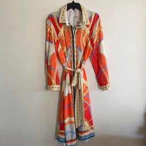 Chain Blue Orange Midi Dress 👗